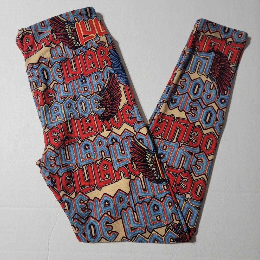 💚LuLaRoe‎ OS Leggings Americana American Dreams Red White Blue Patriotic Eagle